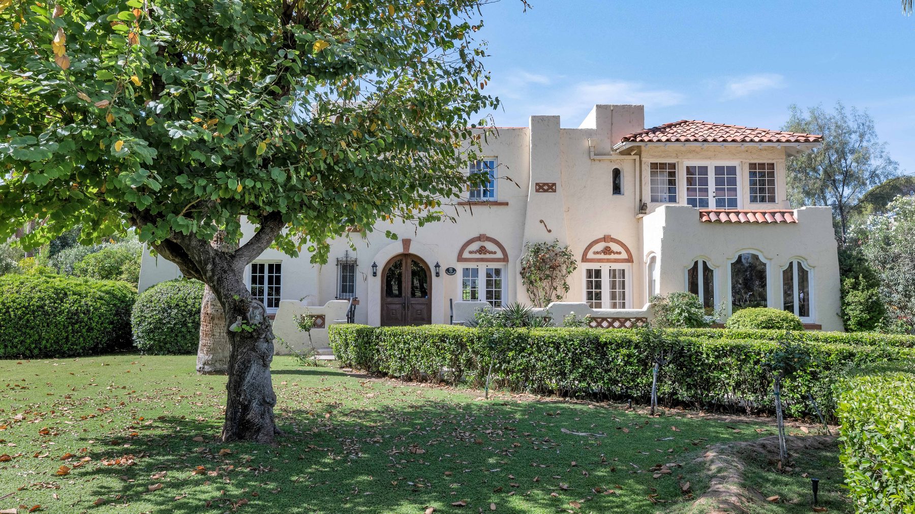 Front exterior of the Spanish estate